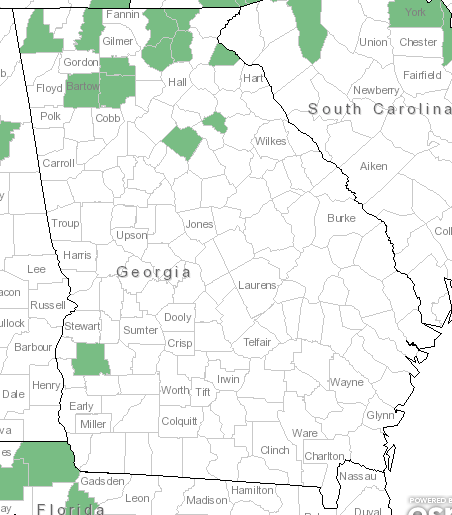 The Georgia range of Aquilegia canadensis